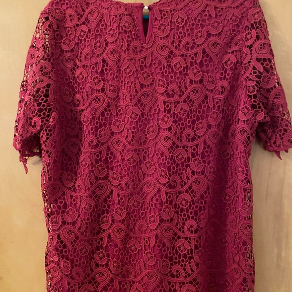 NWT - Philosophy Short Sleeve Lace Overlay, Size Large - Color Magenta - Picture 2 of 3
